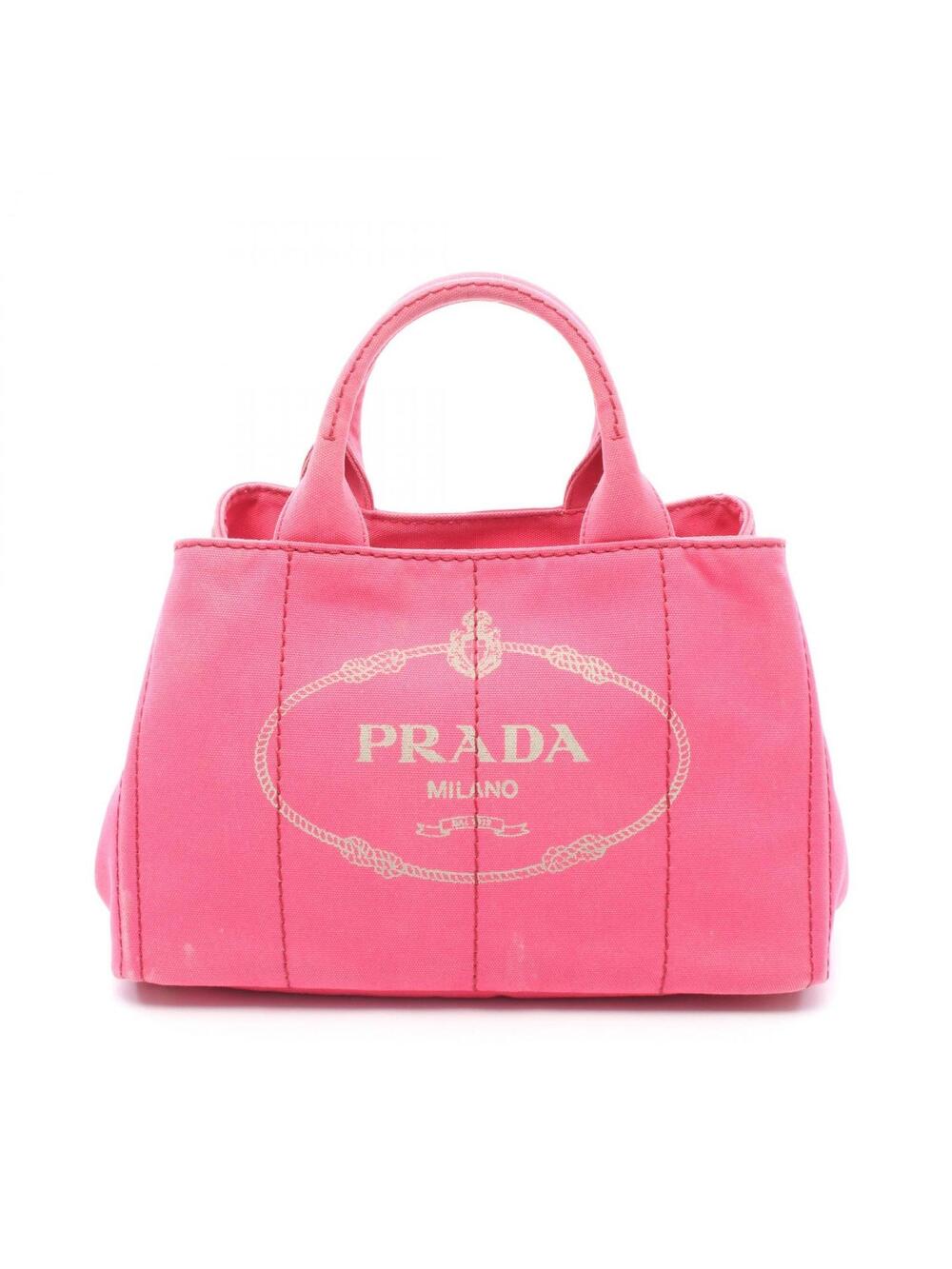 Prada Canapa Tote Bag Canvas Pink Used #272277P43B